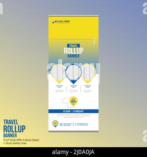 travel roll up banner design Stock Vector