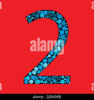 Vector Sign number 2 in the red background. number fill with the circle shapes. vector illustration. eps 10 Stock Vector