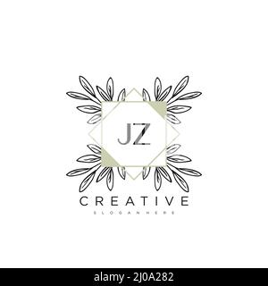 JZ Initial Letter Flower Logo Template Vector premium vector Stock Vector