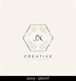 JX Initial Letter Flower Logo Template Vector premium vector Stock Vector