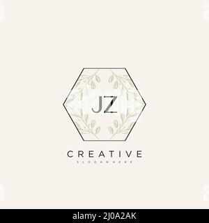 JZ Initial Letter Flower Logo Template Vector premium vector Stock Vector