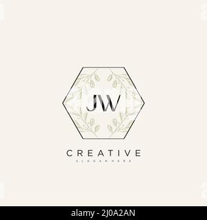 JW Initial Letter Flower Logo Template Vector premium vector Stock Vector