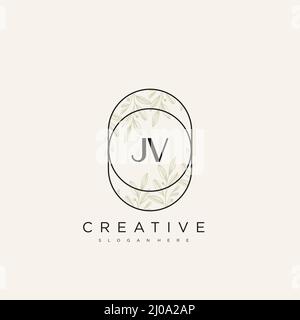 JV Initial Letter Flower Logo Template Vector premium vector Stock Vector