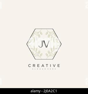 JV Initial Letter Flower Logo Template Vector premium vector Stock Vector