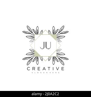 JU Initial Letter Flower Logo Template Vector premium vector Stock Vector