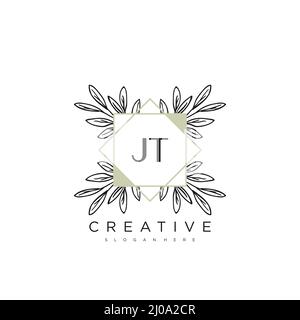 JT Initial Letter Flower Logo Template Vector premium vector Stock Vector