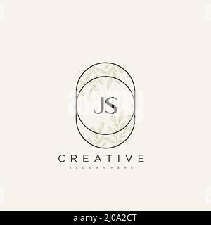 JS Initial Letter Flower Logo Template Vector premium vector Stock Vector