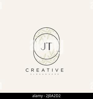JT Initial Letter Flower Logo Template Vector premium vector Stock Vector