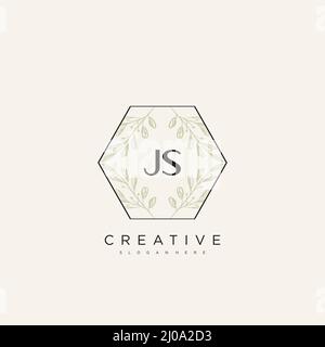 JS Initial Letter Flower Logo Template Vector premium vector Stock Vector