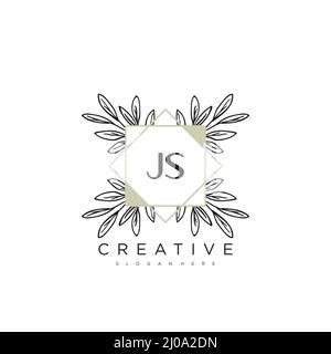 JS Initial Letter Flower Logo Template Vector premium vector Stock Vector