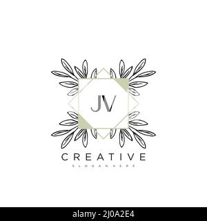 JV Initial Letter Flower Logo Template Vector premium vector Stock Vector