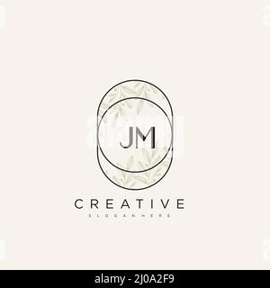 JM Initial Letter Flower Logo Template Vector premium vector Stock Vector