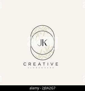 JK Initial Letter Flower Logo Template Vector premium vector Stock Vector