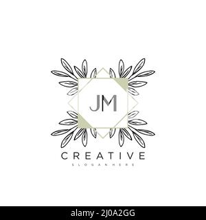 JM Initial Letter Flower Logo Template Vector premium vector Stock Vector