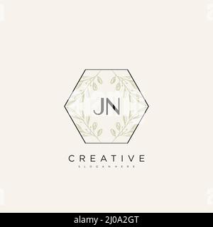 JN Initial Letter Flower Logo Template Vector premium vector Stock Vector