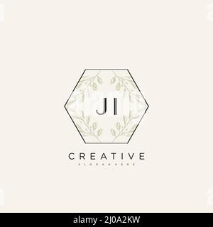 JI Initial Letter Flower Logo Template Vector premium vector Stock Vector