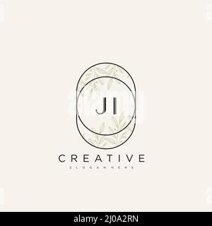 JI Initial Letter Flower Logo Template Vector premium vector Stock Vector