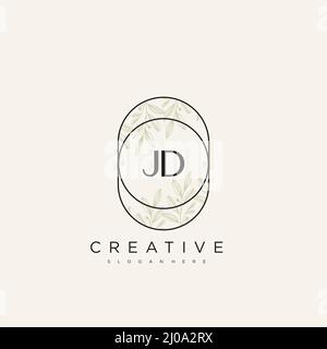 JD Initial Letter Flower Logo Template Vector premium vector Stock Vector