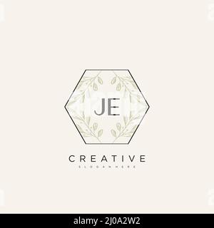 JE Initial Letter Flower Logo Template Vector premium vector Stock Vector
