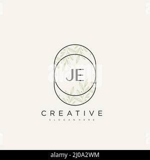 JE Initial Letter Flower Logo Template Vector premium vector Stock Vector