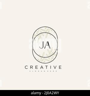 JA Initial Letter Flower Logo Template Vector premium vector Stock Vector