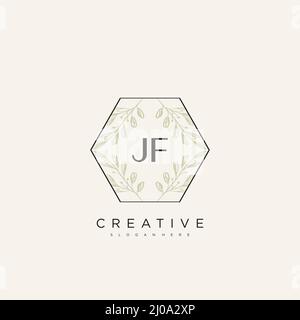 JF Initial Letter Flower Logo Template Vector premium vector Stock Vector