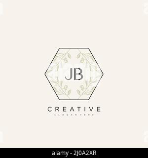 JB Initial Letter Flower Logo Template Vector premium vector Stock Vector