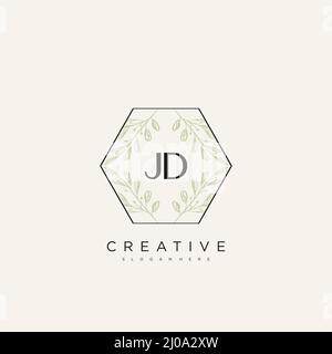 JD Initial Letter Flower Logo Template Vector premium vector Stock Vector