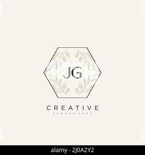 JG Initial Letter Flower Logo Template Vector premium vector Stock Vector