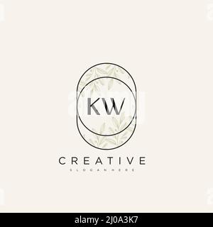 KW Initial Letter Flower Logo Template Vector premium vector Stock Vector