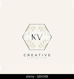 KV Initial Letter Flower Logo Template Vector premium vector Stock Vector