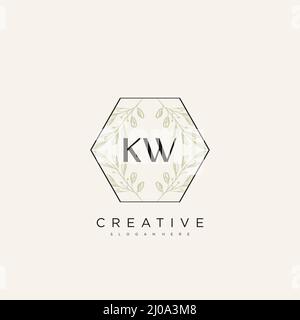 KW Initial Letter Flower Logo Template Vector premium vector Stock Vector