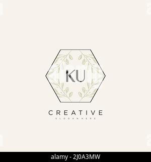 KU Initial Letter Flower Logo Template Vector premium vector Stock Vector