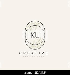 KU Initial Letter Flower Logo Template Vector premium vector Stock Vector