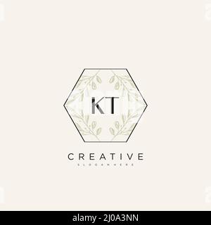 KT Initial Letter Flower Logo Template Vector premium vector Stock Vector