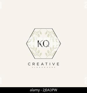 KQ Initial Letter Flower Logo Template Vector premium vector Stock Vector
