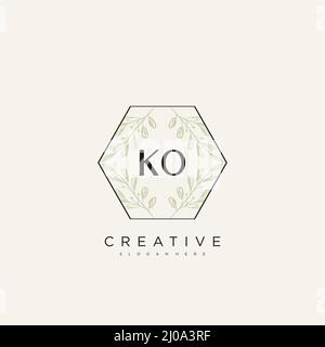 KO Initial Letter Flower Logo Template Vector premium vector Stock Vector