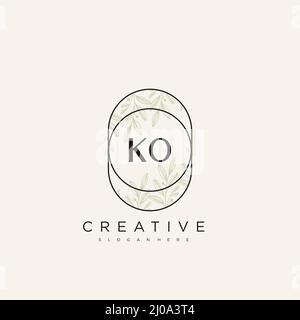 KO Initial Letter Flower Logo Template Vector premium vector Stock Vector