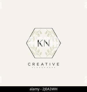 KN Initial Letter Flower Logo Template Vector premium vector Stock Vector