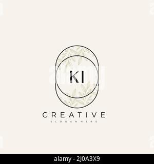 KI Initial Letter Flower Logo Template Vector premium vector Stock Vector