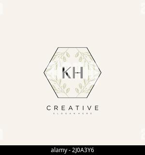 KH Initial Letter Flower Logo Template Vector premium vector Stock Vector