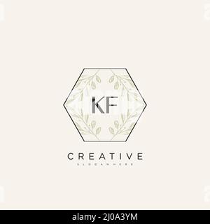 KF Initial Letter Flower Logo Template Vector premium vector Stock Vector