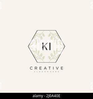 KI Initial Letter Flower Logo Template Vector premium vector Stock Vector