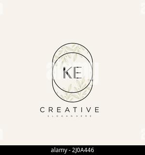 KE Initial Letter Flower Logo Template Vector premium vector Stock Vector