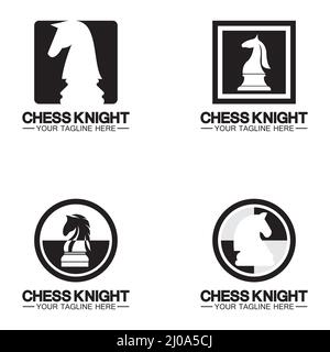 Black Chess Knight Horse silhouette logo design vector template Stock Vector