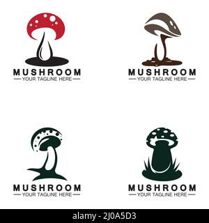 Mushroom Logo Vector Simple & Modern or Agriculture Organic Food Design Template Stock Vector