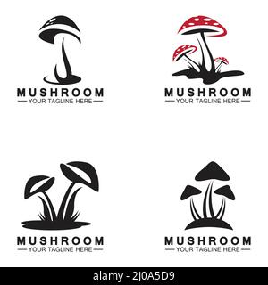 Mushroom Logo Vector Simple & Modern or Agriculture Organic Food Design Template Stock Vector