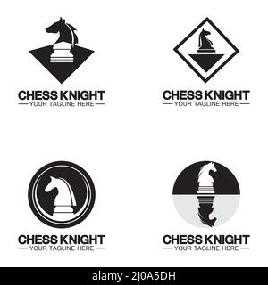 Black Chess Knight Horse silhouette logo design vector template Stock Vector