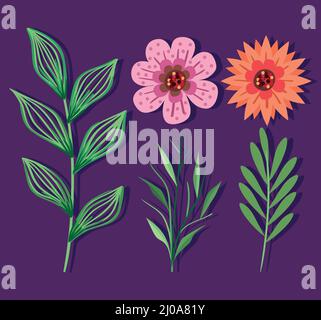 five spring season icons Stock Vector
