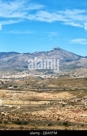 Sierra del Cid landscape scenery near Alicante Alacant mountains portrait format in Spain nature Stock Photo
